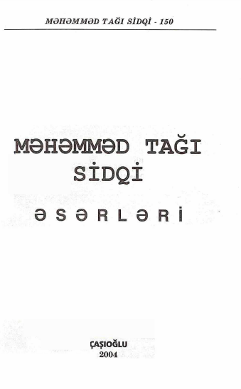 Məhəmməd Tağı Sidqi. Əsərləri